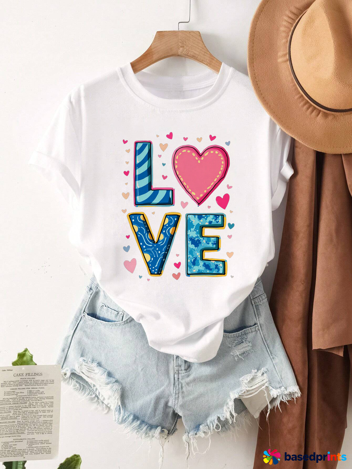 Love Colorful Letters T-Shirt Women Summer Casual Short Sleeve Tee Tops
