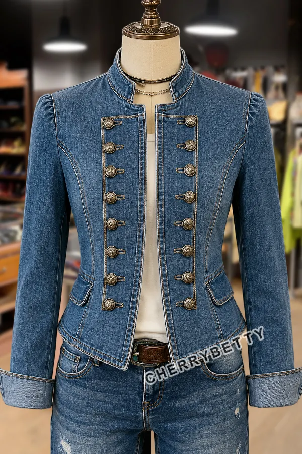 Vintage Double Breasted Denim Napoleon Jacket