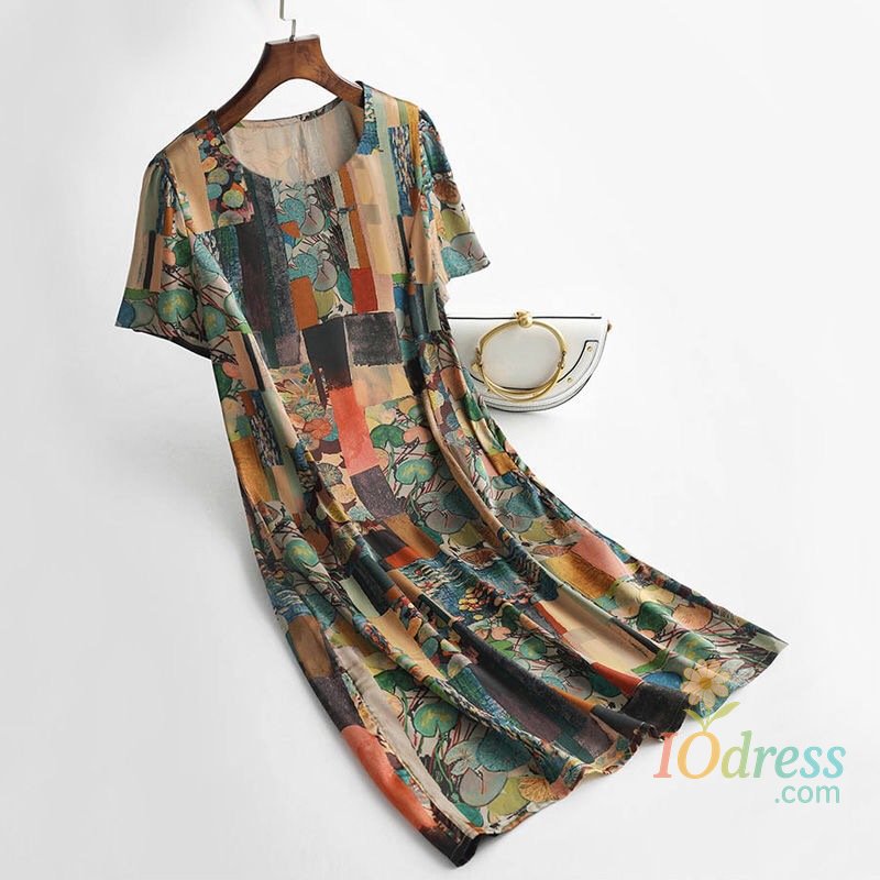 IO Dress Cotton Floral Dress Bohemian Printed Beach Dress Woman Dress Vestido Femme Robe
