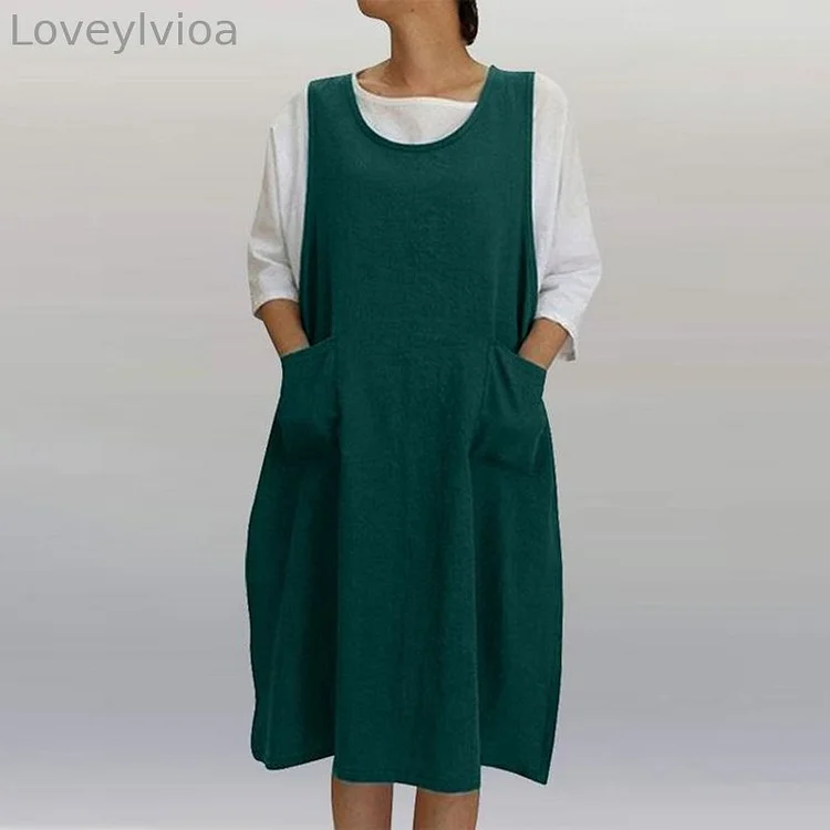 Vintage Pocket Cotton Linen Comfy Apron