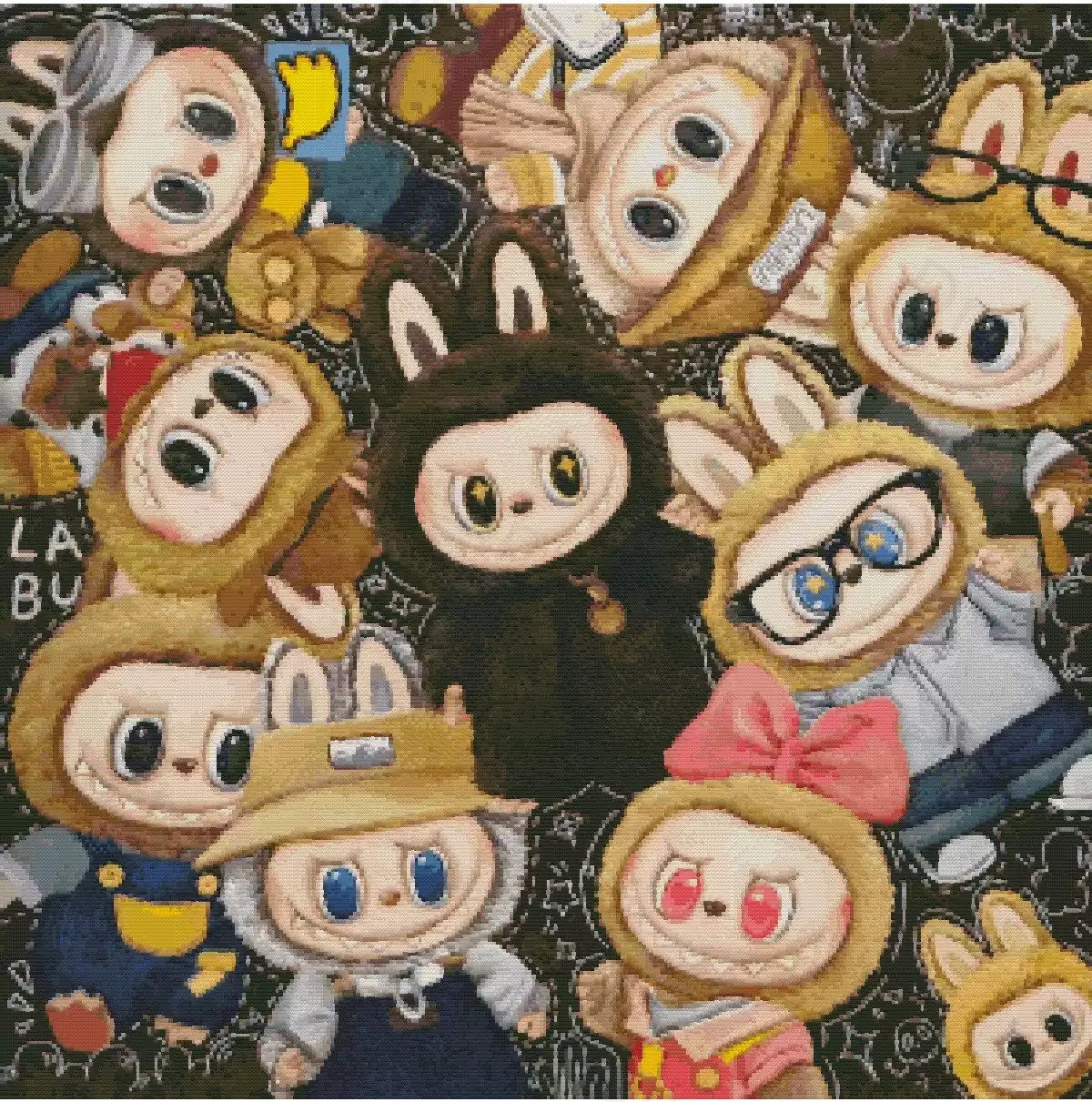 [Fairy]Labubu 14CT Pre-stamped Canvas(65*65cm) Cross Stitch