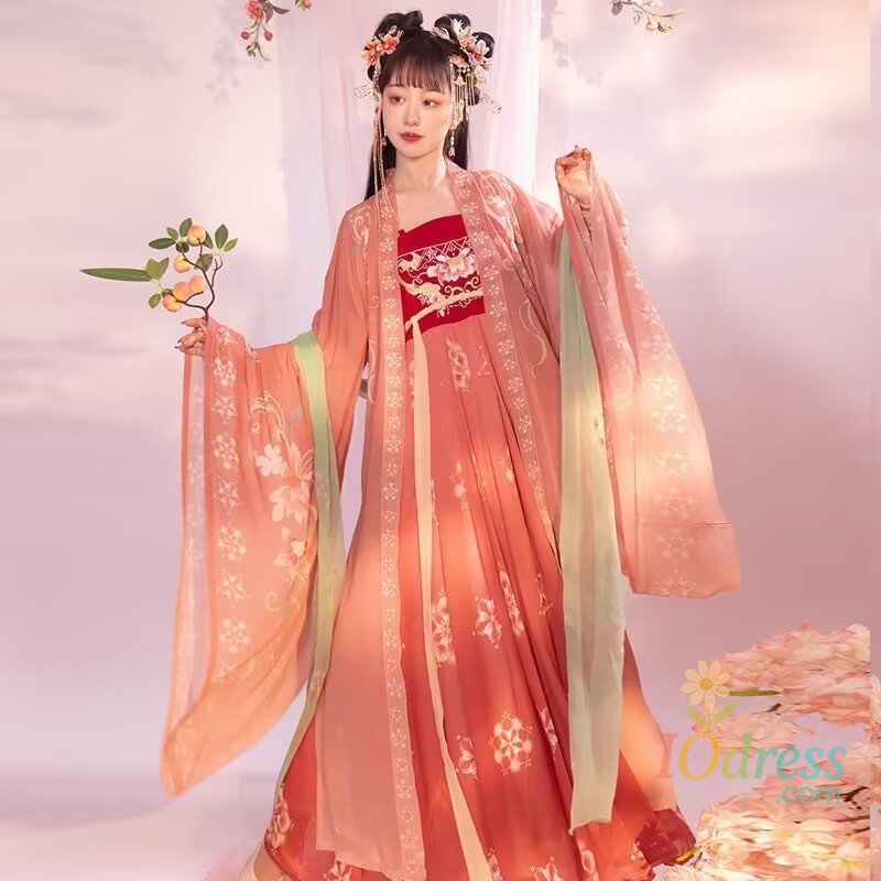 IO Dress Plus Size 10XL Hanfu Dress Women Ancient Chinese Hanfu Sets Oversized Cosplay Costume Vintage Red Pink Orange Hanfu Party Dress