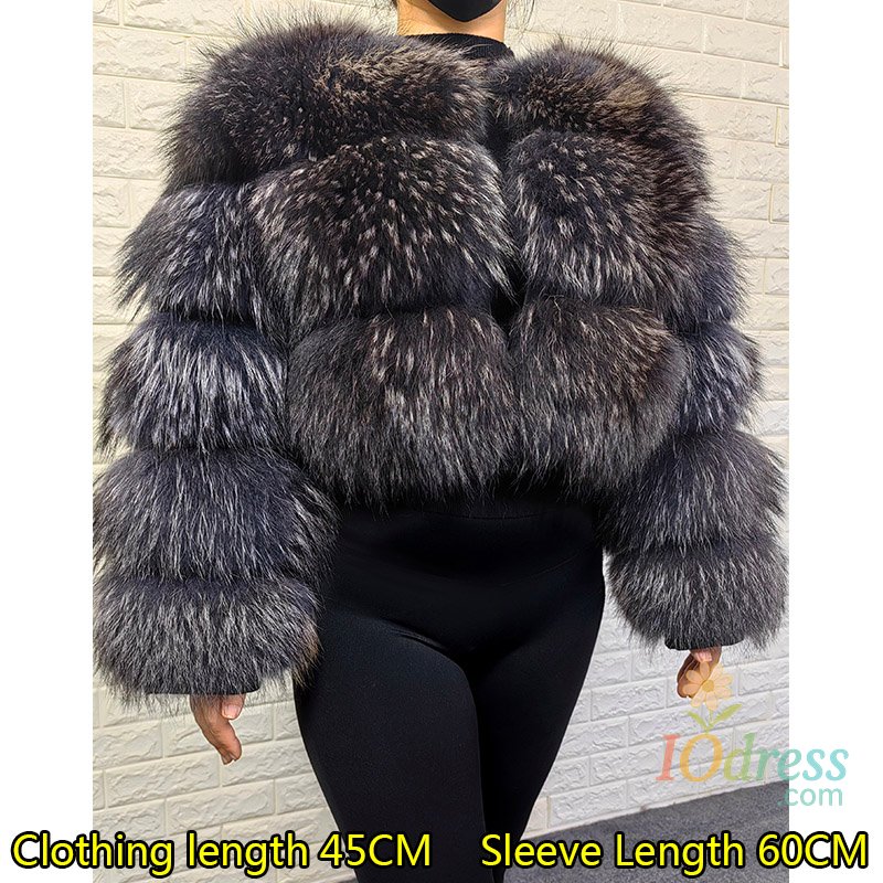 IO Dress 2025 Maomaokong Real Fur Coat Women Natural Raccoon Fur Jacket Female Winter Warm Fox Fur Coat High Quality Long Sleeve With Hat