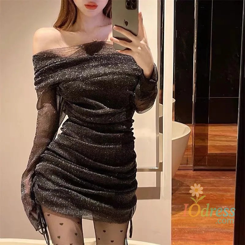 IO Dress Sexy Off-Shoulder Strapless Dress For Women Early Autumn New Arrival Sensible Mesh Slimming Hip Covering Gown Dress