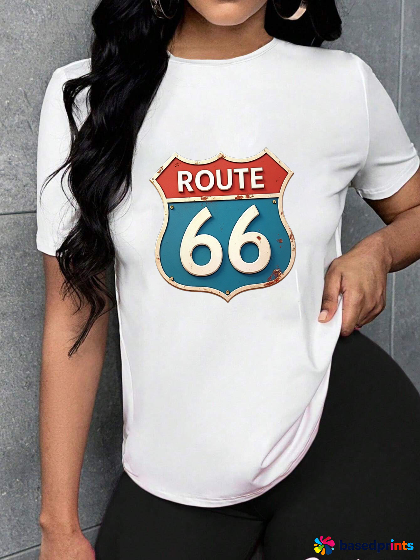 Route 66 T-Shirt Women's Casual Summer Short-Sleeved T-Shirts