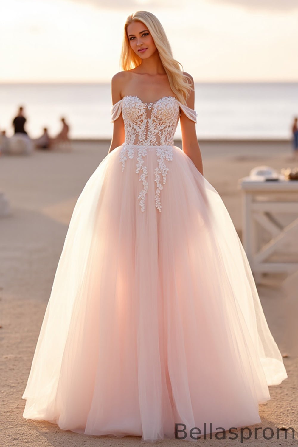 Bellasprom Off-the-Shoulder Tulle Princess Wedding Gowns Sweetheart With Lace Appliques Same as Picture-US2 Bellasprom Off-the-Shoulder Tulle Princess Wedding Gowns Sweetheart With Lace Appliques Same as Picture-US2