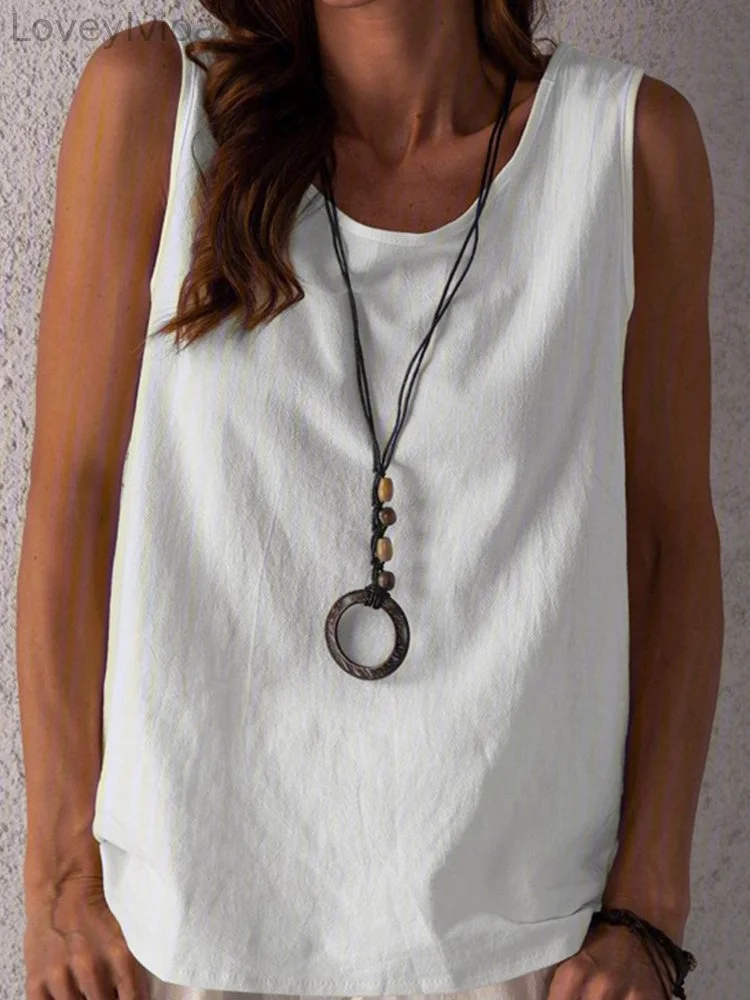 Vintage Crew Neck Casual Tank