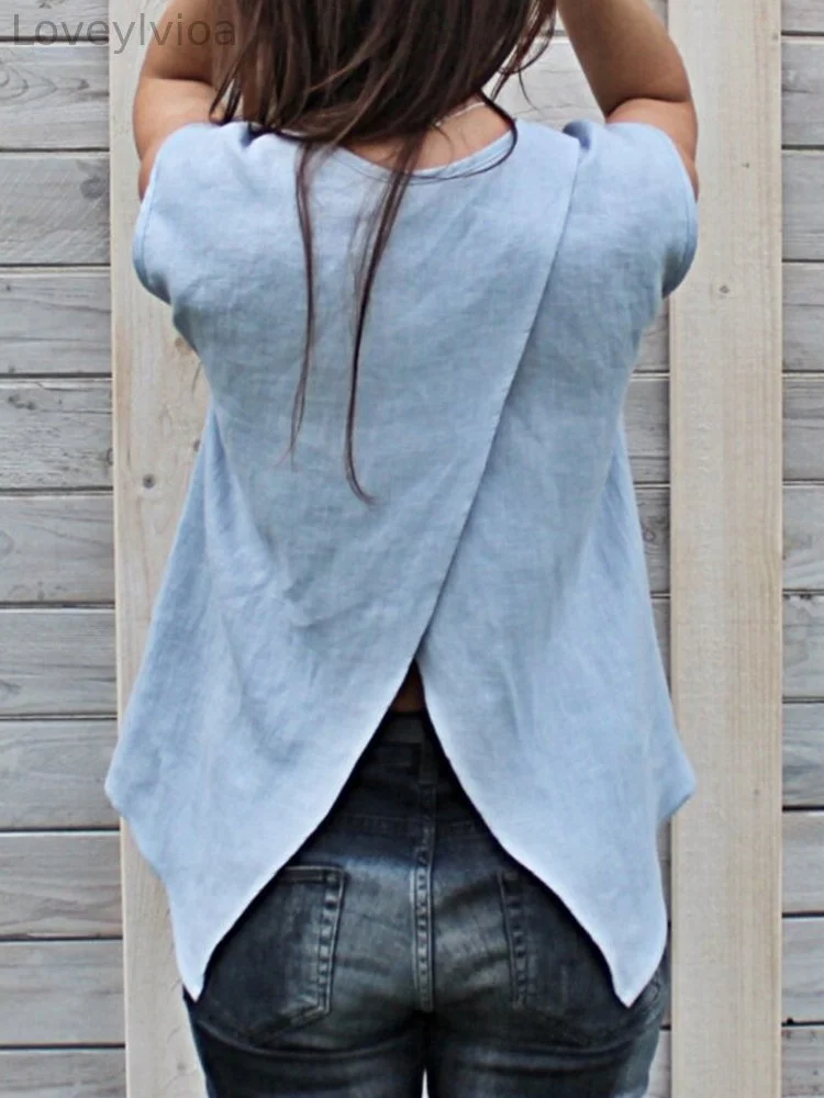 Vintage Round Neck Cross Back Tunic