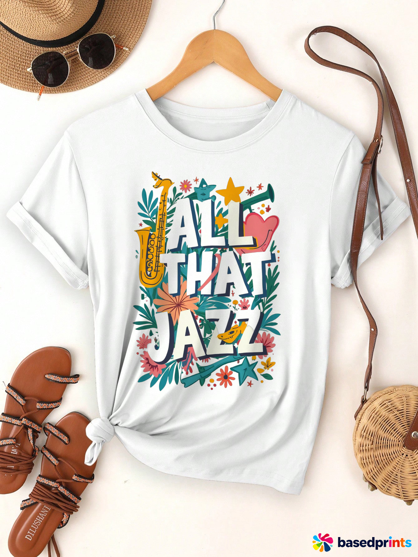 All That Jazz T-Shirt Cotton Casual Short Sleeve Tee