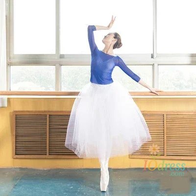IO Dress Classical Clothes Gauze Adult Practice 3/4 Long Sleeve Ballet Mesh Top Dance Costumes