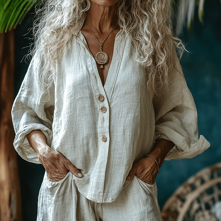 Women's Linen Plain -simple Shirt