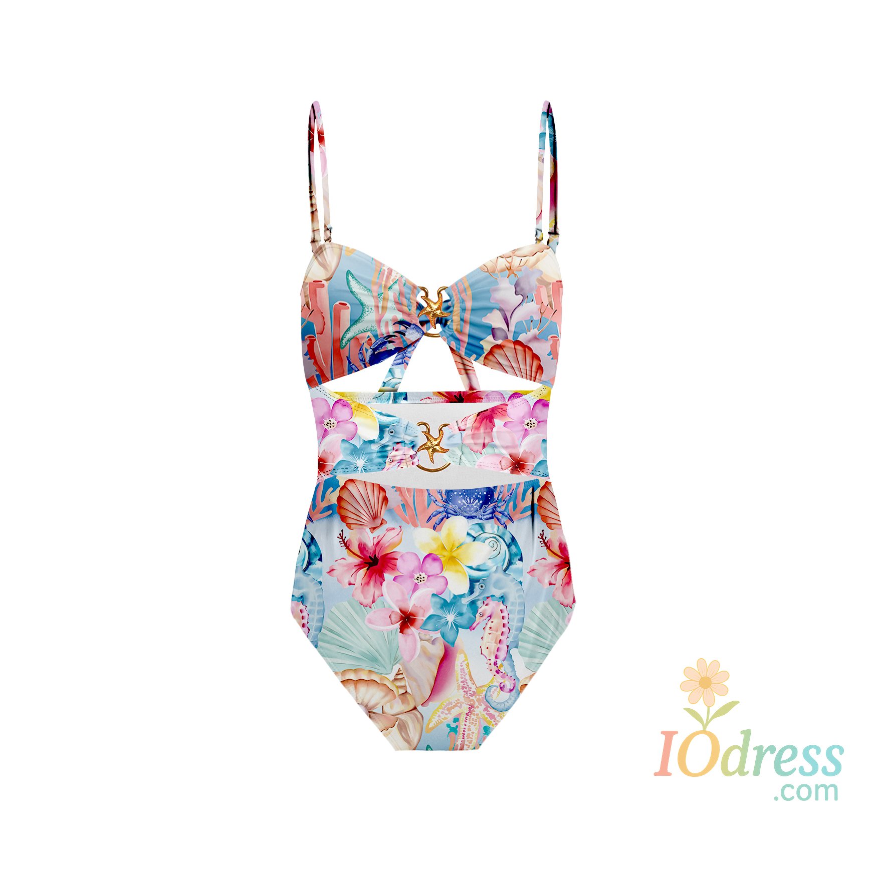 IO Dress Leaves Print One Piece Swimwear With Cover Up Black Swimsuits Woman 2025 Flat Belly Swimwear Sexy Bodysuit Bathing Suit Biquini