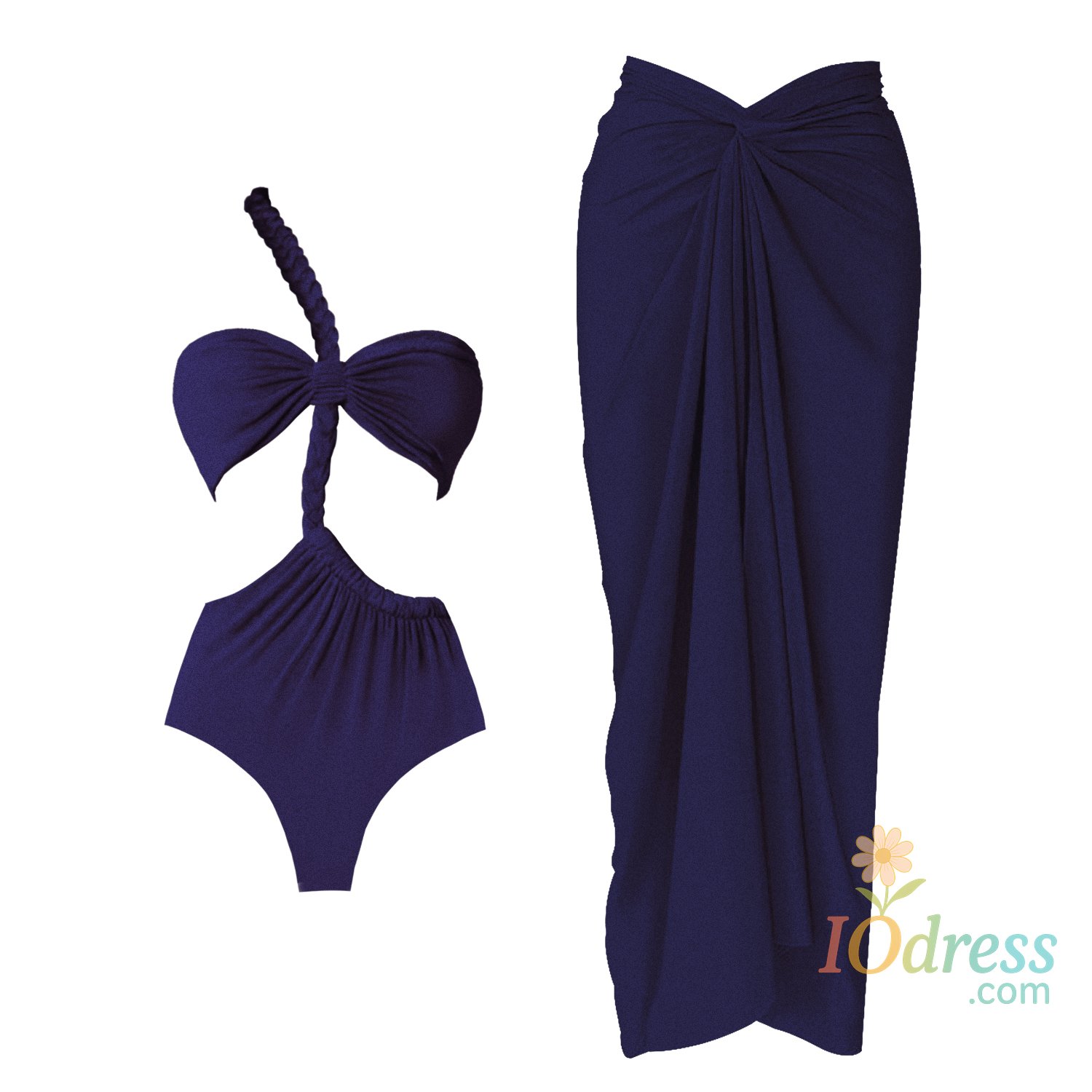 IO Dress One Shoulder Ruffle Bikini Set With Cover Up White Belt Swimsuit Sexy Swimwear Women High Waist Biquini Bathingsuit Beachwear