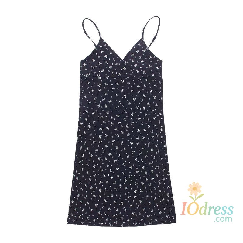 IO Dress Y2K Vintage Floral Cross Cami Dress Women Slim Sleeveless V-Neck Summer Sexy Cute Backless Patry Black Mini Korean Dresses Woman