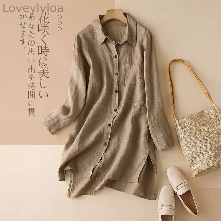 Vintage Button Comfy Cotton Linen Casual Shirt