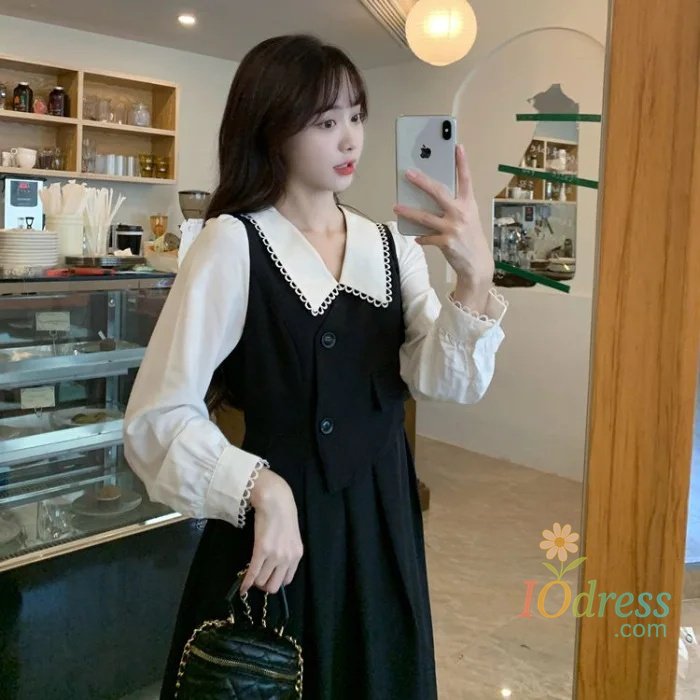 IO Dress French Vintage Patchwork Long Sleeve Dress Women Autumn Elegance Maxi Dress Female Fashionable Gown Chinese Manufacturer