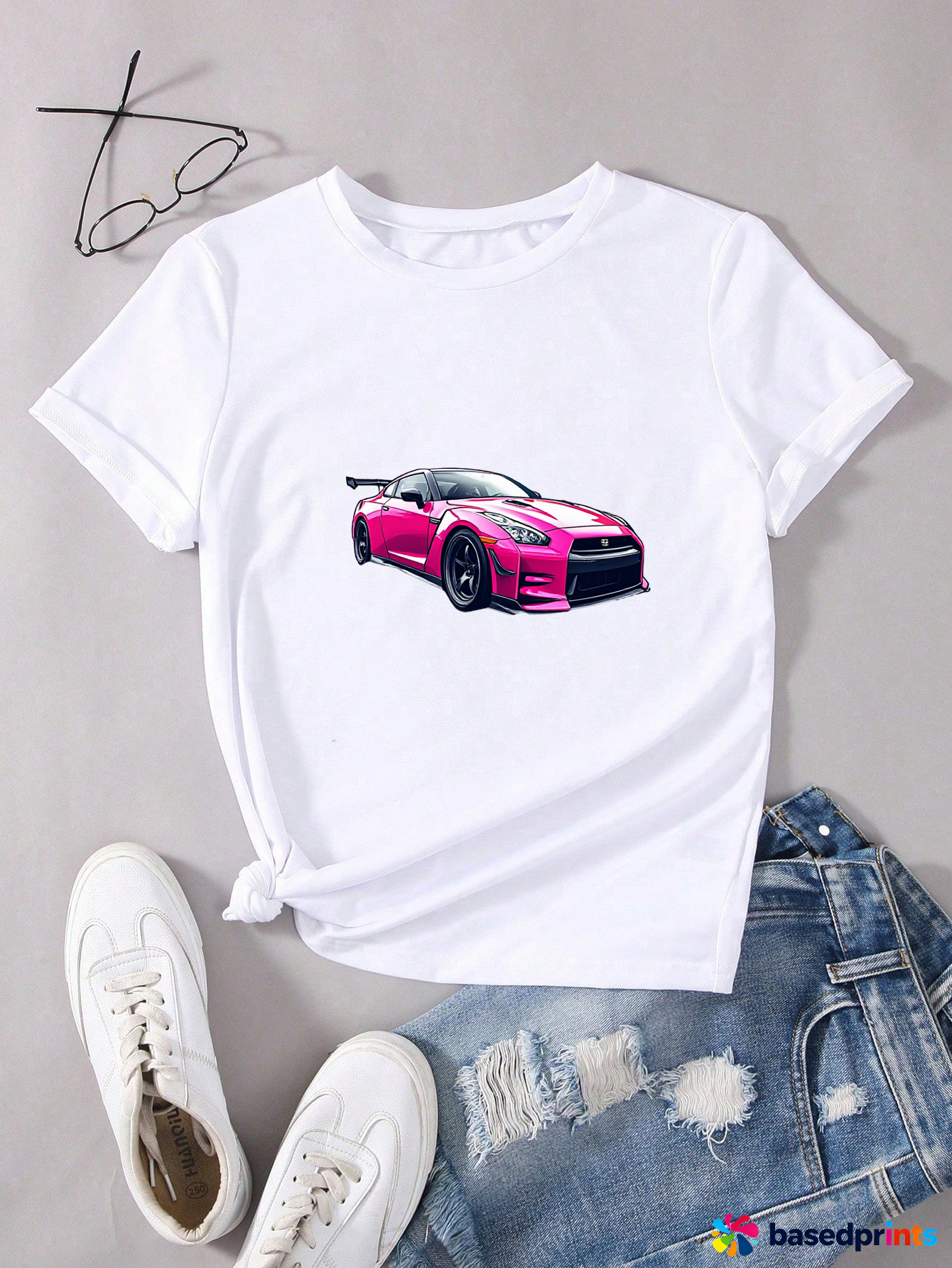 Pink Nissan Gtr T-Shirt Cotton Casual Tee