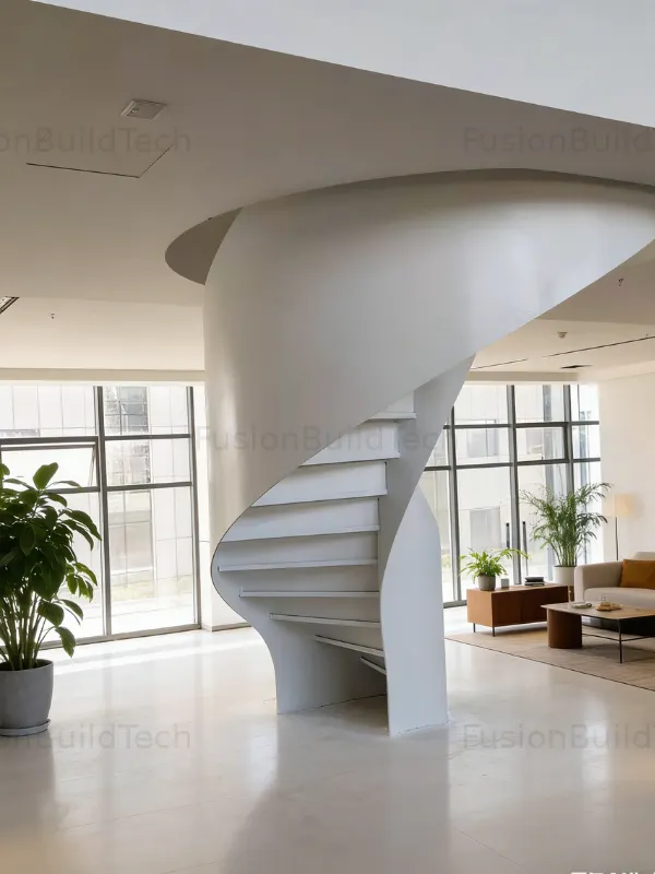 Civil Steel Stairs-Curved Spiral Staircase