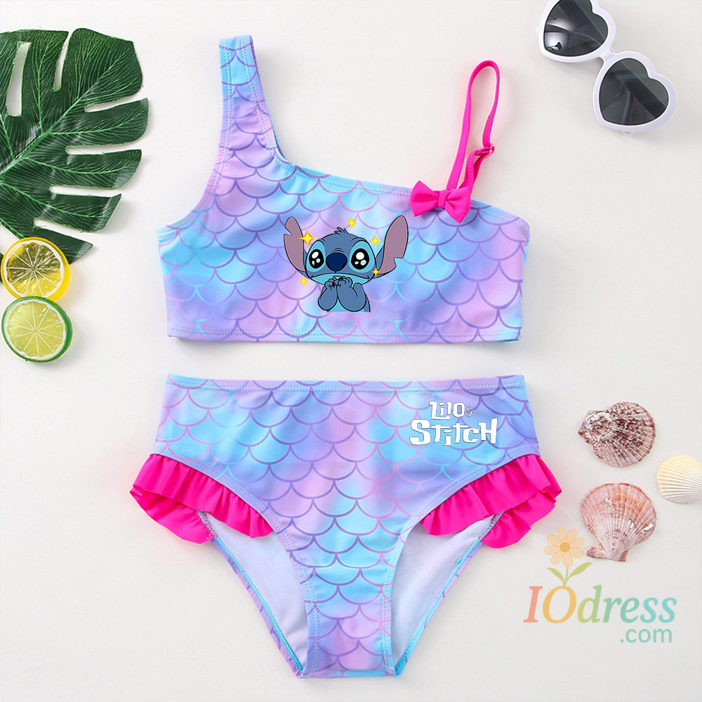IO Dress Lilo Stitch Girls Tankini Swimsuits Summer Beach wear Children Kids Wear Bathing Suits Two-pieces Bikini Dresses Fashion