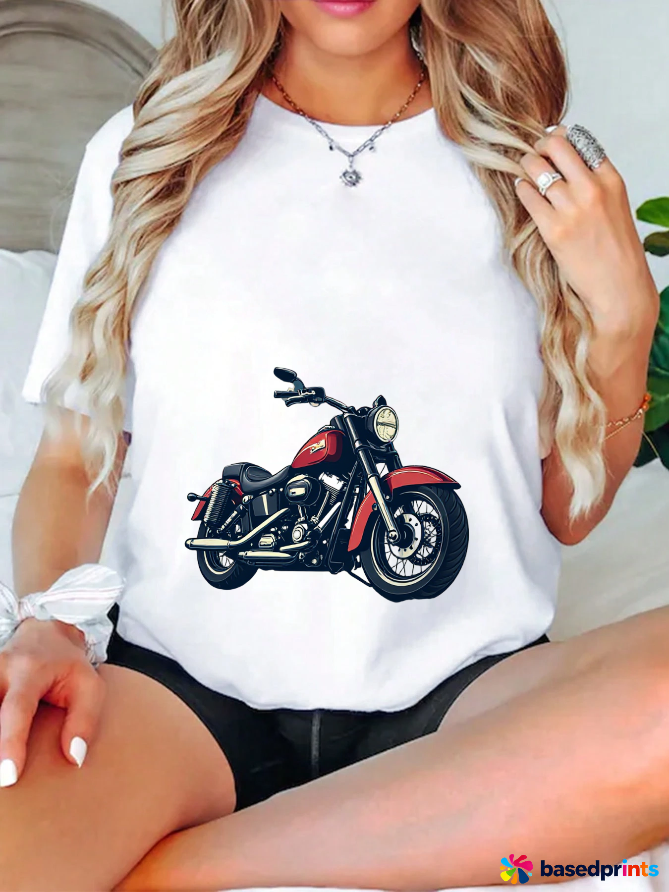 Motorcycle Graphic Tee White