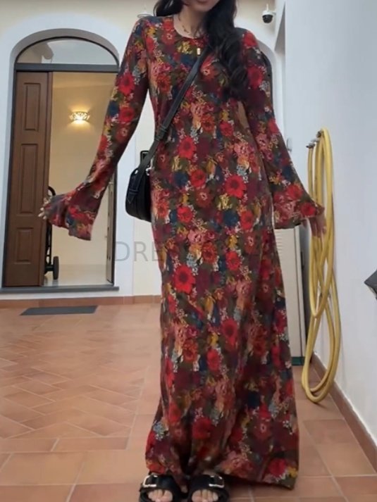 Satin Printed High-end Maxi Dress -Clearance Satin Printed High-end Maxi Dress -Clearance