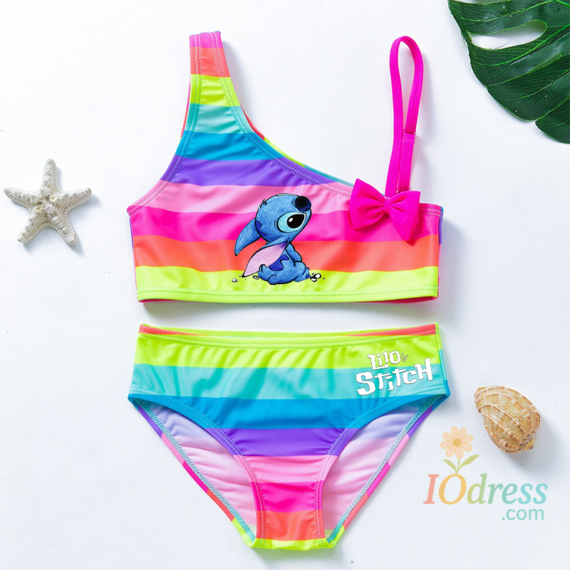 IO Dress Lilo Stitch Girls Swimwear Tankini Swimsuits Summer Beachwear Children Bathing Suits Two-pieces Fashion Kid Bikini Swimsuits