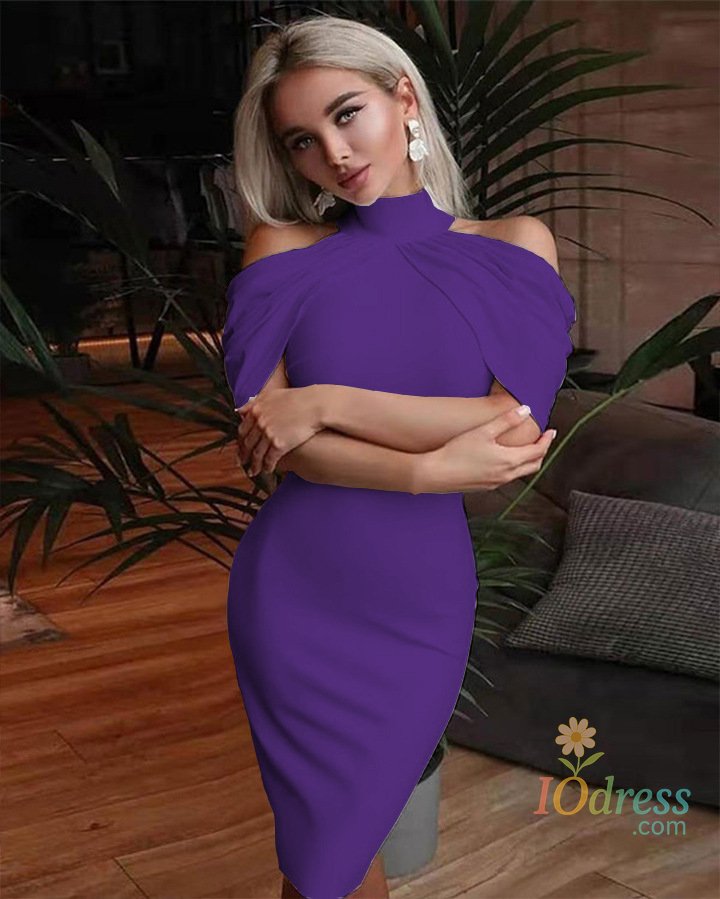 IO Dress 2024 New Solid Color Slim Midi Dresses Women Halter Neck Off Shoulder Package Hip Bodycon Elegant Temperament Ladies Party Dress
