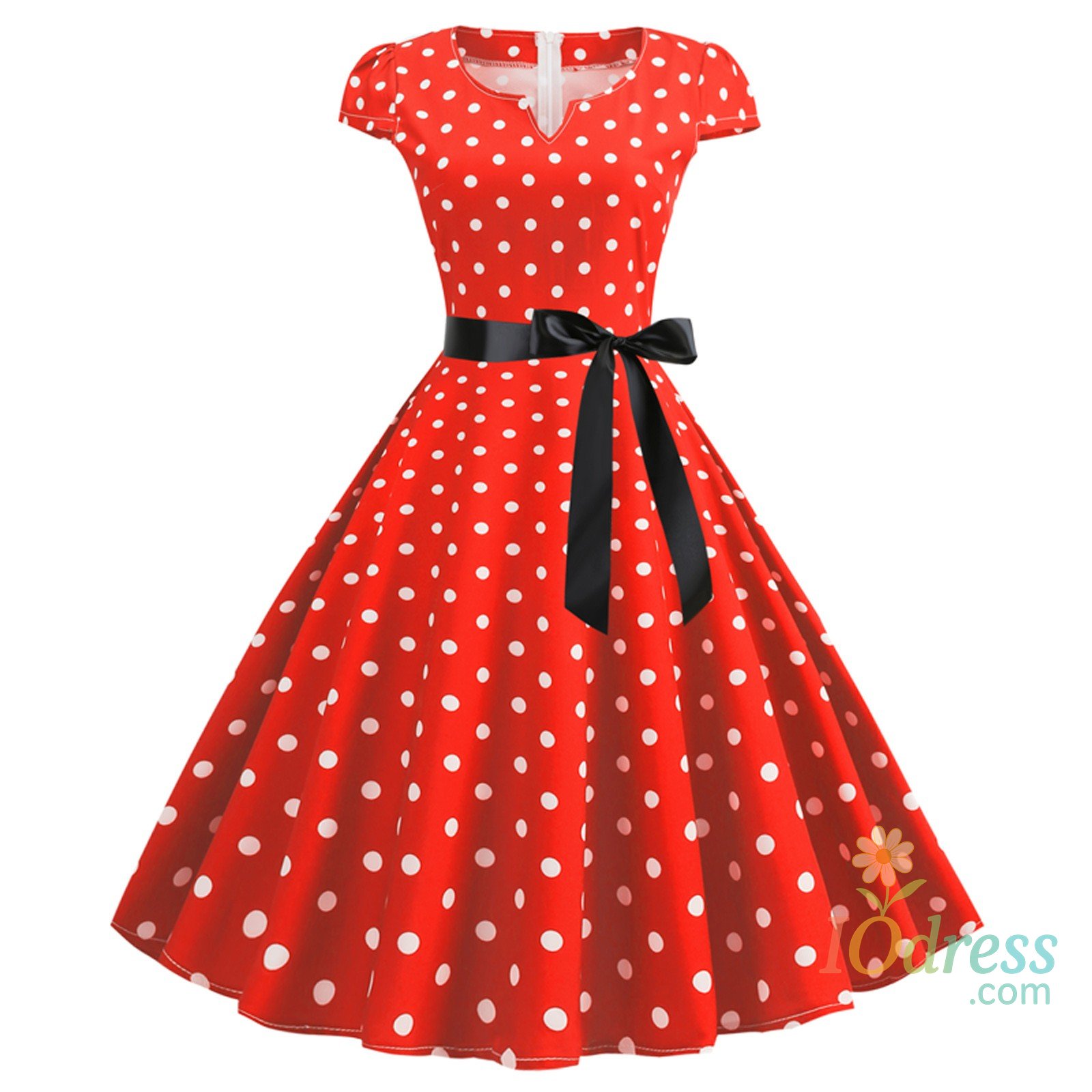 IO Dress Woman Retro Dresses Audrey Hepburn 1950s 60s Rockabilly Polka Dot Printed Bowknot Pinup Ball Gown Party Dress Robe Vestidos