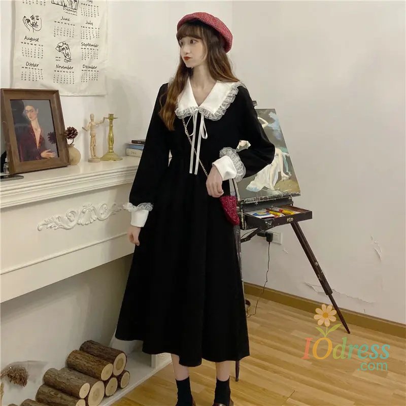 IO Dress New Christmas Autumn Winter French Style Slimming Long Sleeve Waist-Fitted Women's Dress Plus Size Red Colorful Clothing