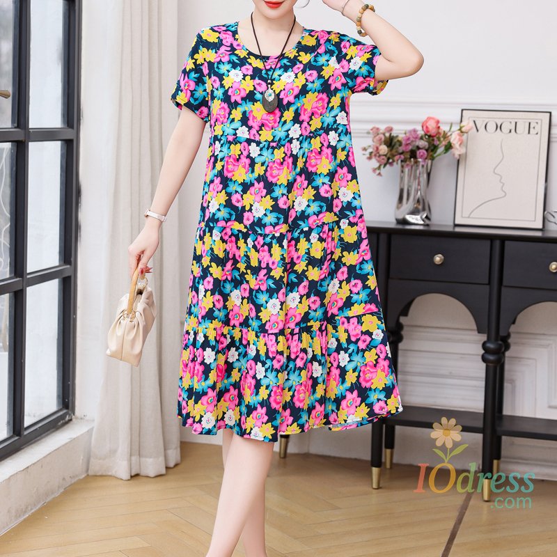 IO Dress New Dress Women Summer Sundress 2024 Casual short sleeve dress Vestidos Female O-Neck Robe Oversized Bohemian dresses