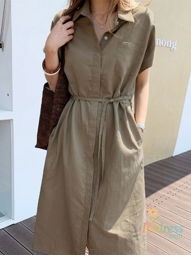 IO Dress Summer Women Dress Shirt Dress Long Evening Female Vintage Maxi Party Oversize Beach Woman Dresses Casual Elegant Prom Green