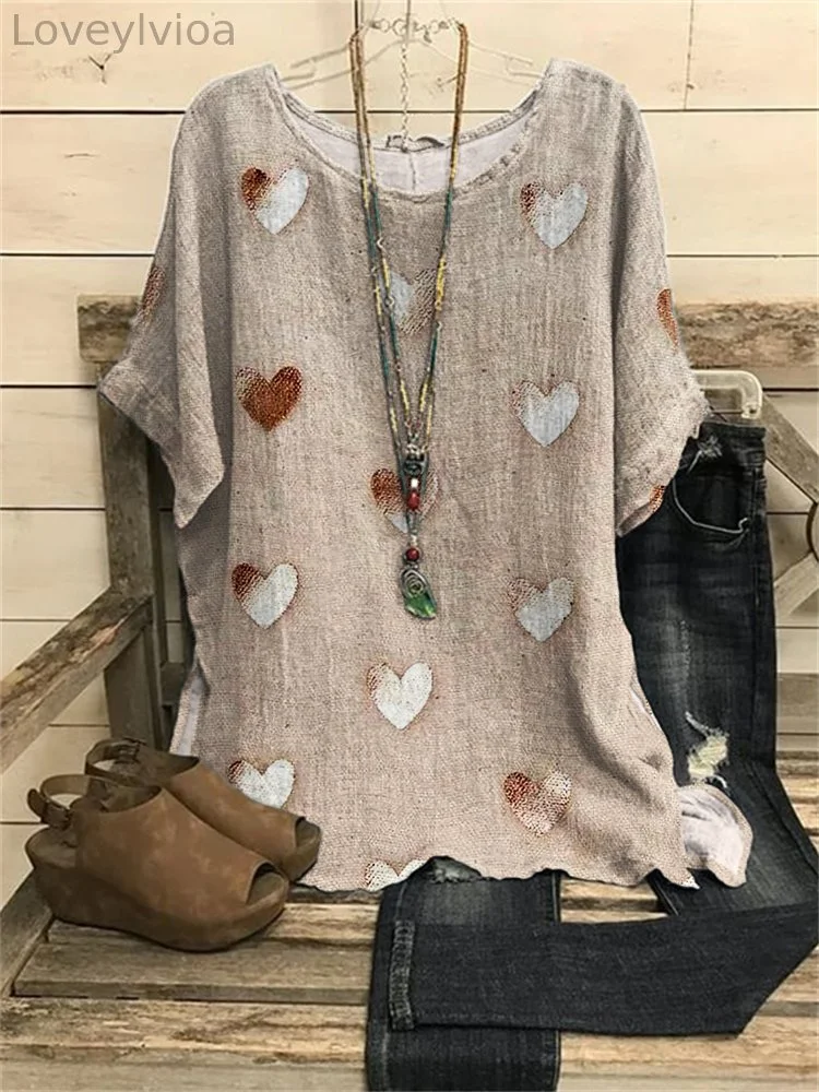 Hearts Pattern Comfy Woven Flowy Tunic