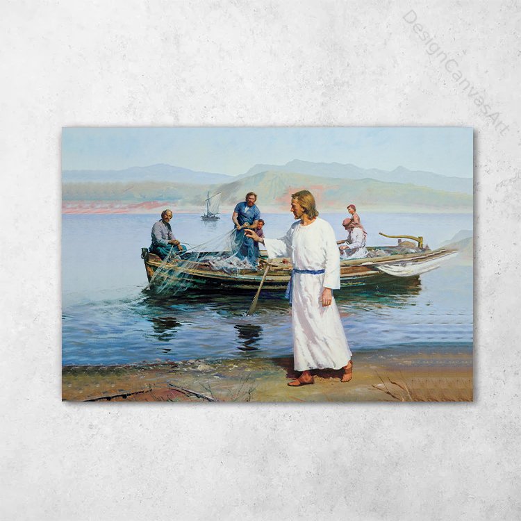 Jesus Calling The Fishermen Canvas Wall Art | Vintage Christian