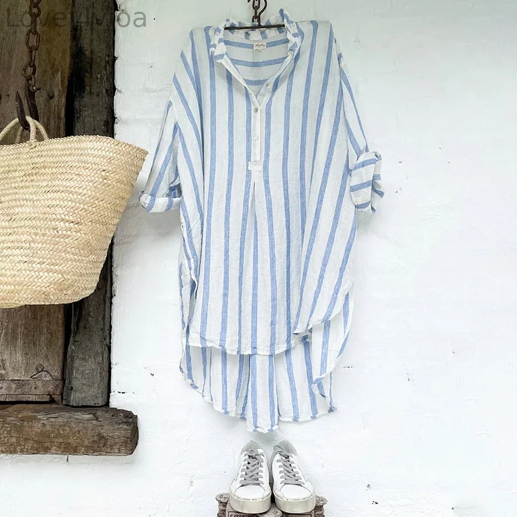 Striped Printed Casual Loose Blouse