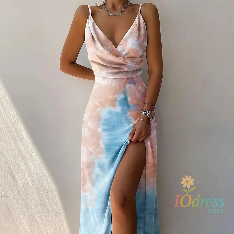 IO Dress Women Print Dress Camisole V Neck Sleeveless A Line Long Dresses Spaghetti Strap Sexy Evening Skirt Prom Summer 2025 Vestidos