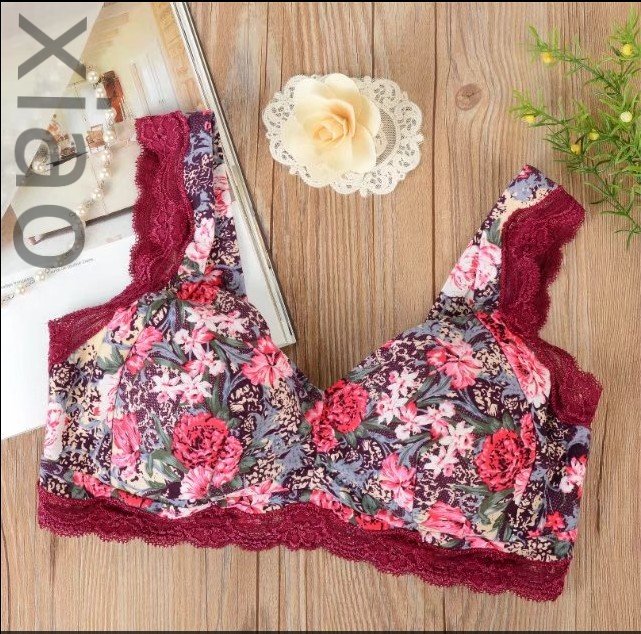 Bras-Women Vest Bra Brassiere Wire Free C D Cups 36 38 40 42 44 (L-6L) Lace Push Up Underwears-Bras