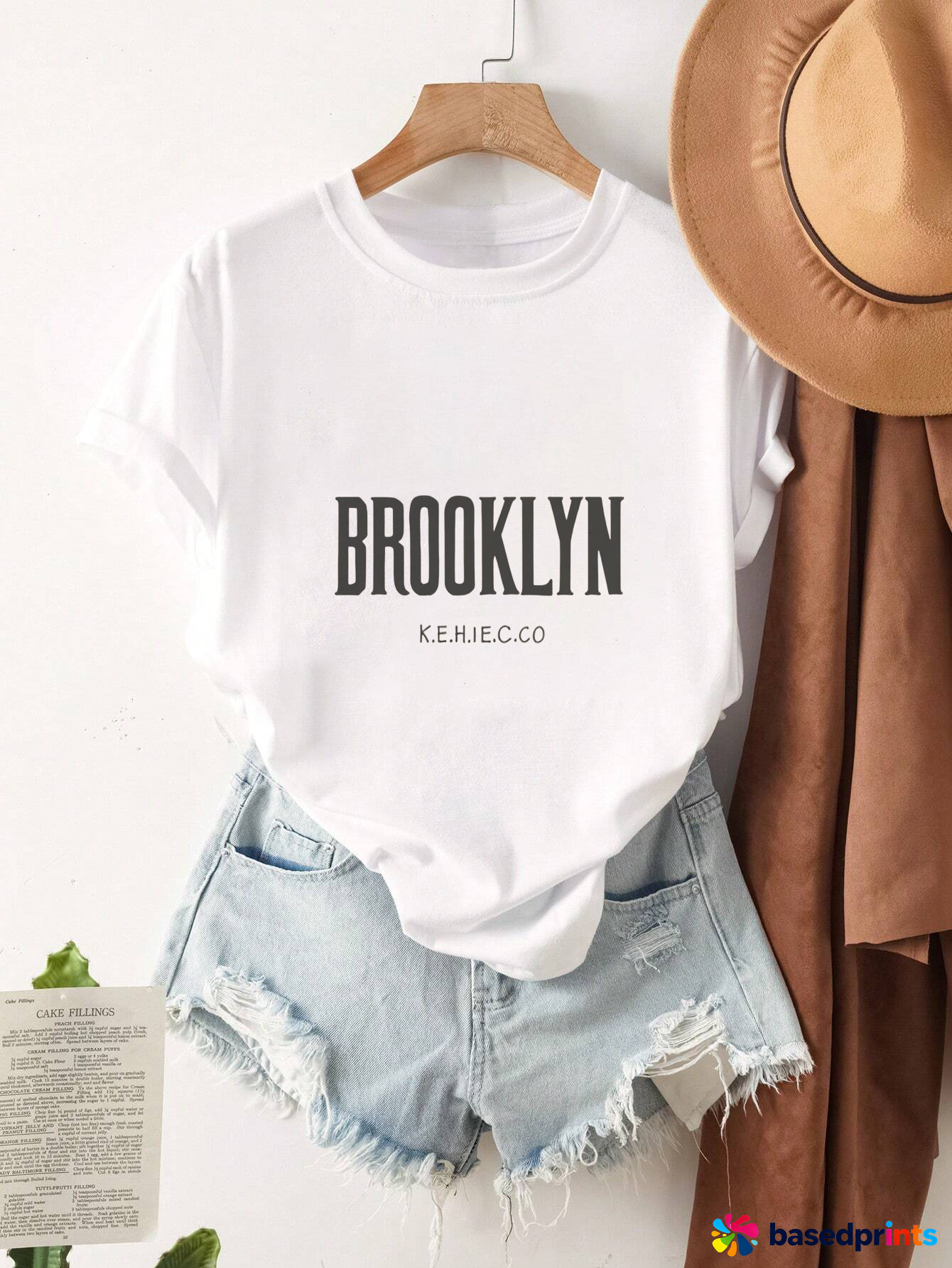 White Brooklyn T-Shirt Women Casual Short Sleeve Tee Tops