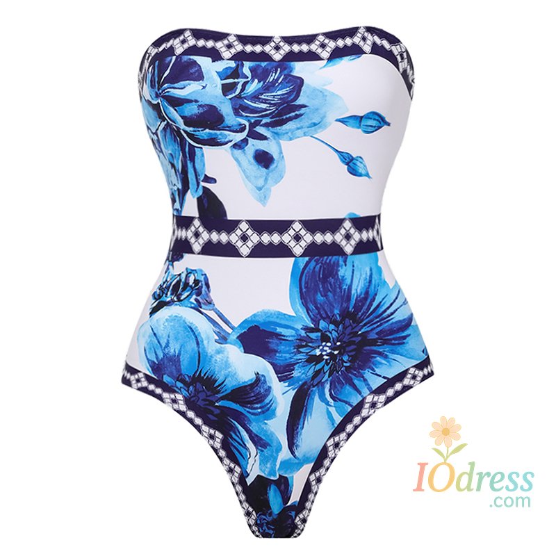 IO Dress Flaxmaker Sexy Women Swimsuit Hawaiian Strap Women Swimsuit Set Dress Floral Series Pattern Print Bikini Beach Bathing Suit