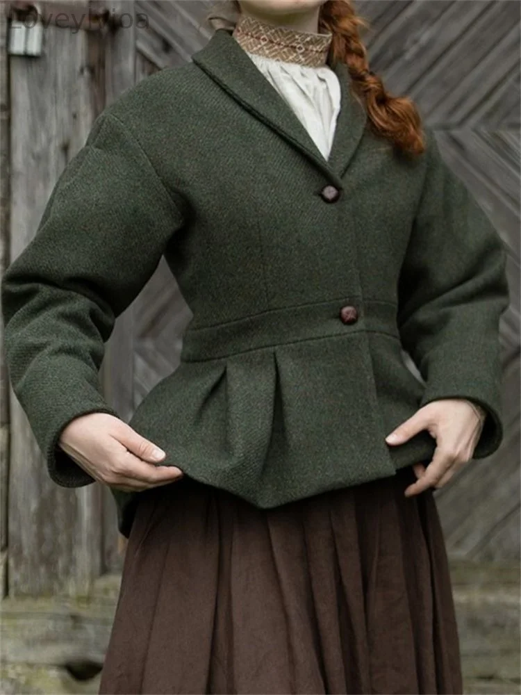 Vintage Classy Pintucked Pleats Wool Jacket