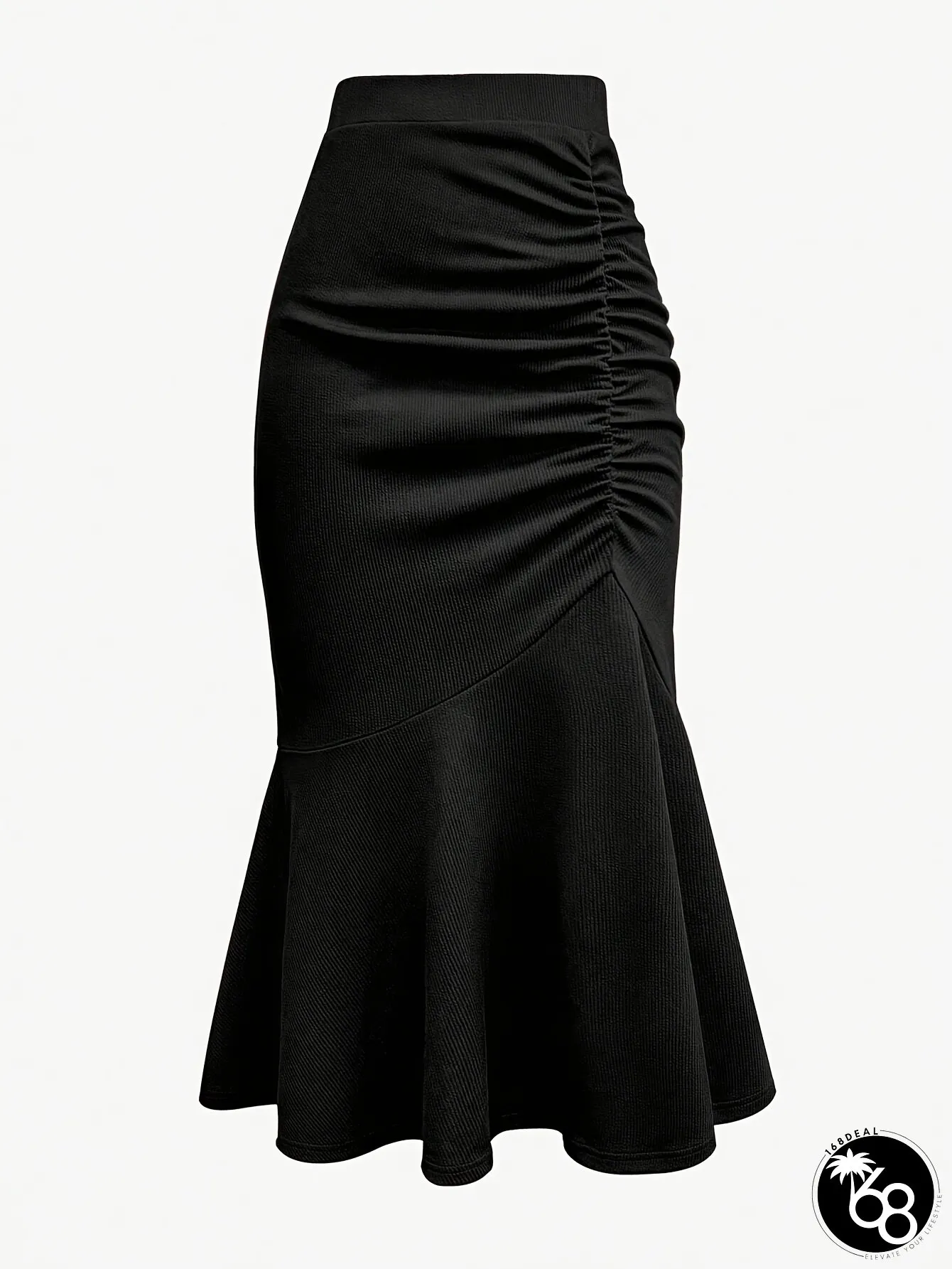 Elegant Womens Skirt in Black Stretchy Waist Mermaid Tail Polyester Fabric-Perfect | 168DEAL