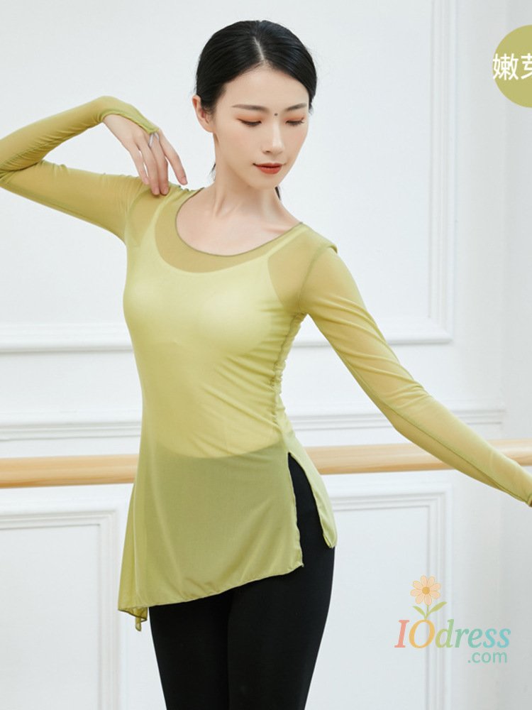 IO Dress Mesh Modern Dance Jazz Costume Tops Party Night Belly Latin Wear Woman Long Sleeves Street Birthday T-shirt Luxury Gala 20234