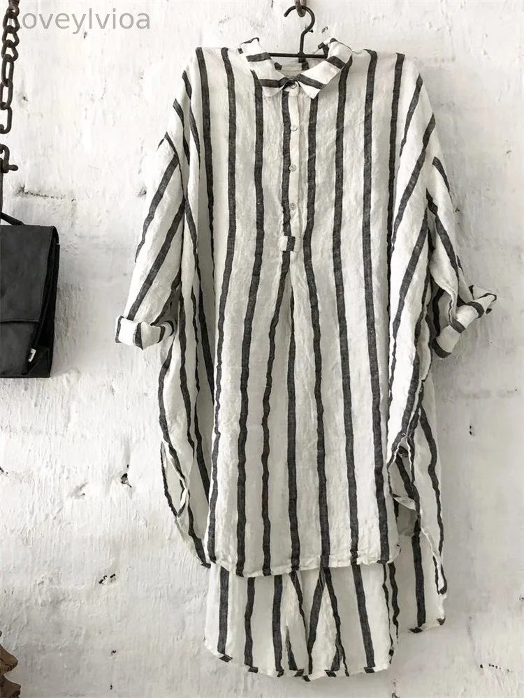 Classic Striped Pinched Button Up Tunic