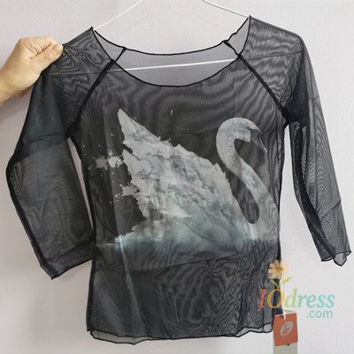 IO Dress Mesh Transparent T Shirt Ballroom Dancing Latin Summer Half Sleeve Girl Dance Suit Swan Gauze Jacket Adult Ballet Workout Tops