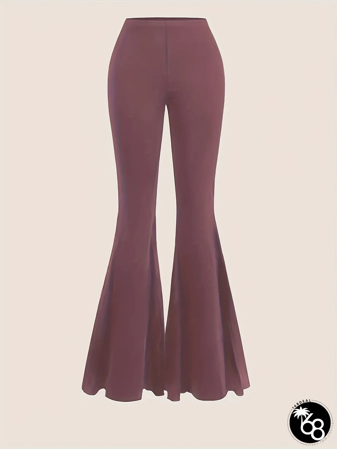 Womens High-Waisted Flared Leg Pants Super Soft Stretchy Velvet Retro Style Machine | 168DEAL