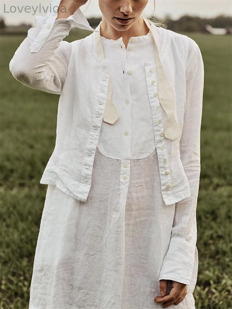 Basic Slit Sleeve Linen Cotton Jacket