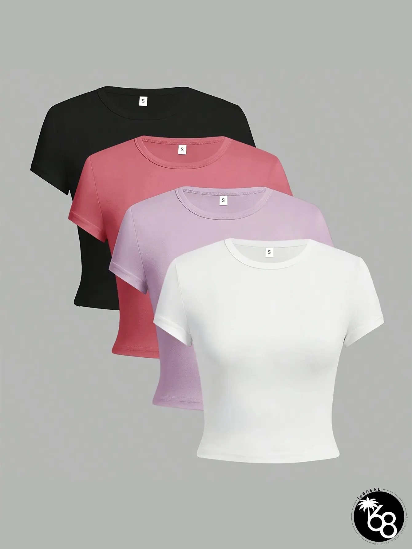 Fashion Womens Short T-Shirt Short-Sleeved Clothes Slim Fit Casual Temperament Multi-Color | 168DEAL