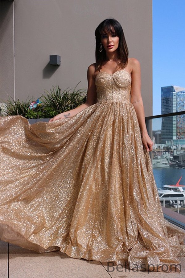 Bellasprom Sequins Long Evening Dress On Sale Spaghetti-Straps Same as Picture-US2