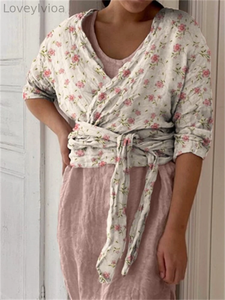Cottage Floral Comfy Woven Wrap Jacket