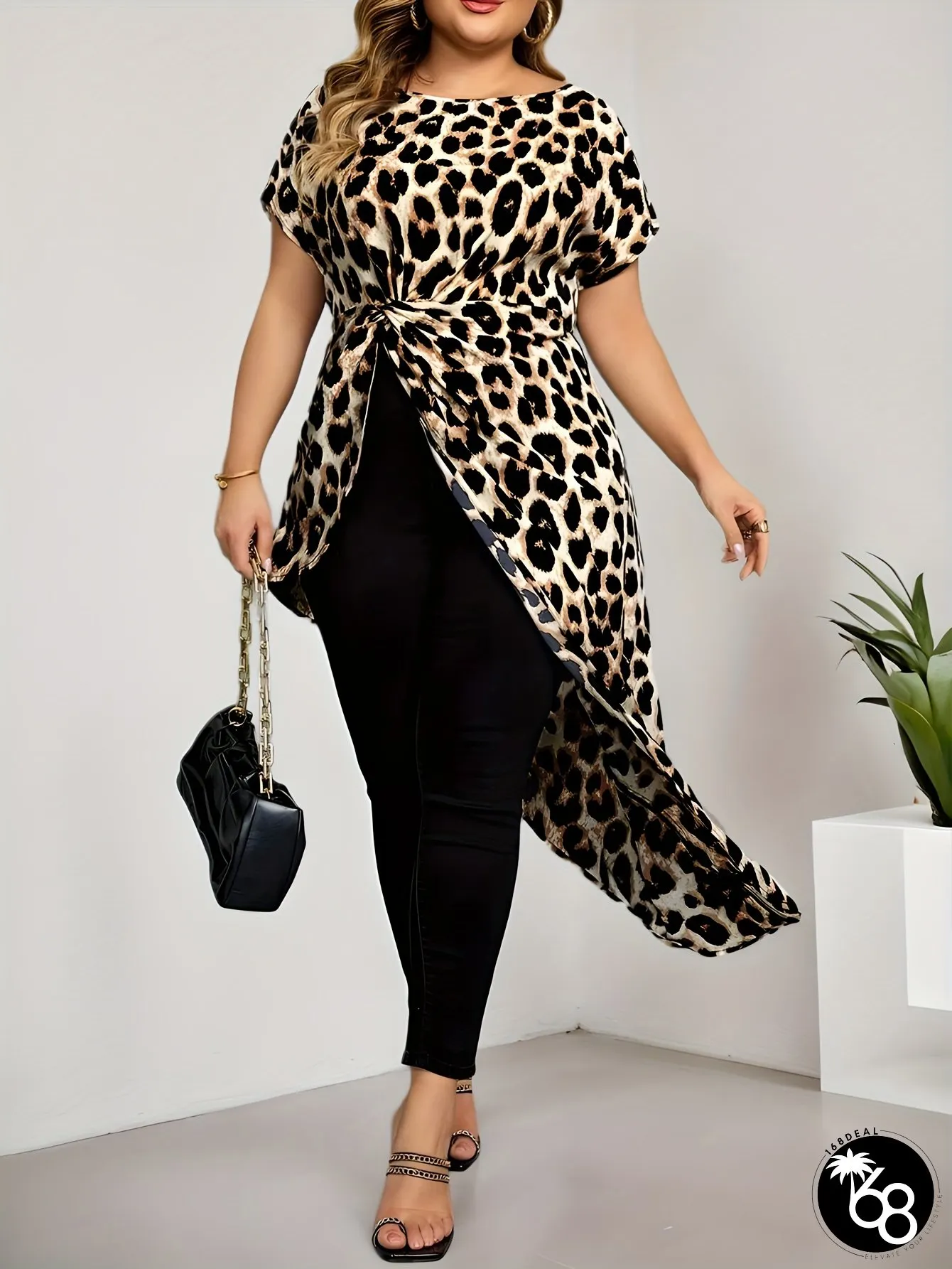 Chic Plus Size Leopard Print Maxi Dress Perfect for Spring and Summer Seasonal Casual Wear | 168DEAL