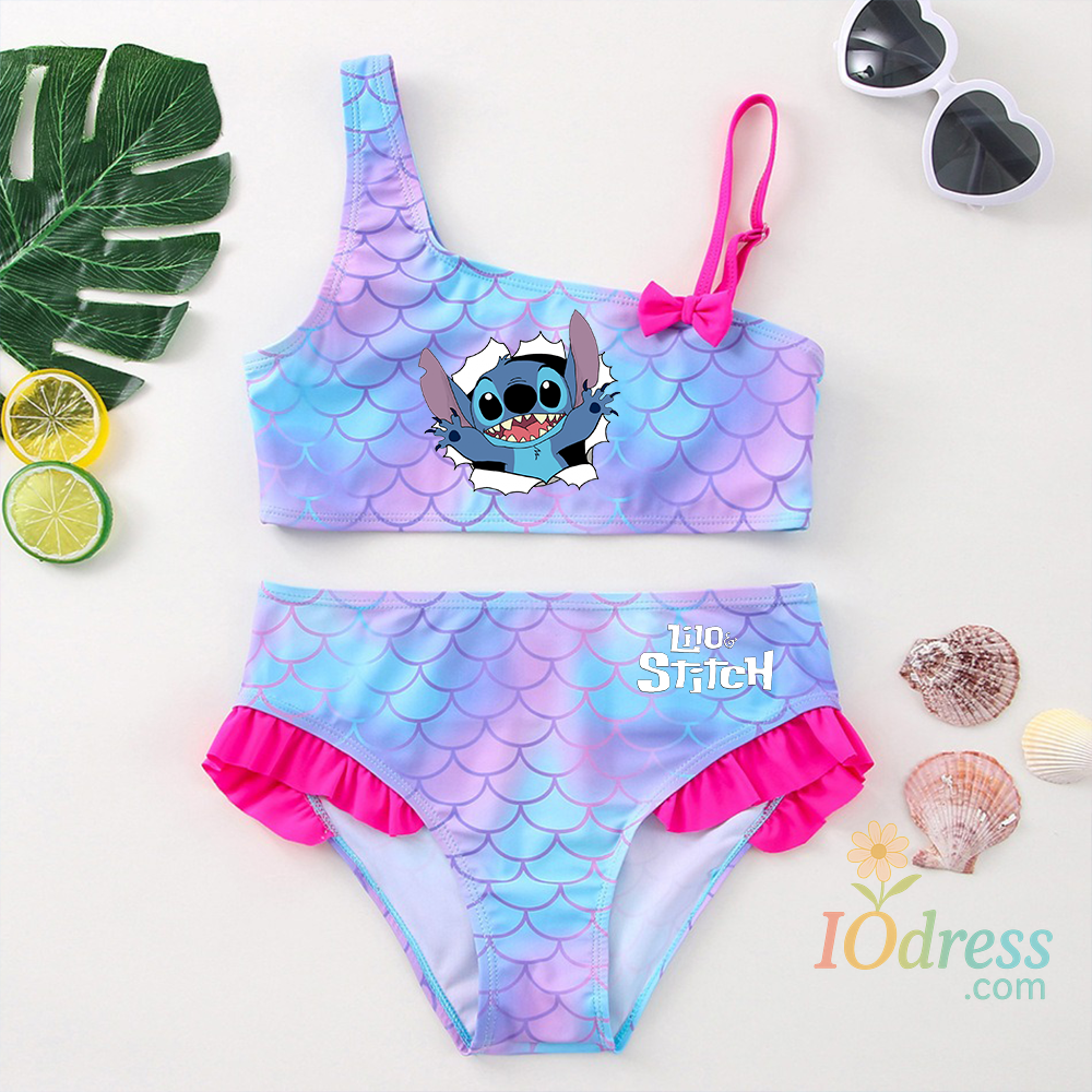 IO Dress Lilo Stitch Girls Tankini Swimsuits Summer Beach wear Children Kids Wear Bathing Suits Two-pieces Bikini Dresses Fashion
